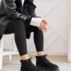 Heribo Black با قایق توری پایه ضخیم پشمی - 2394