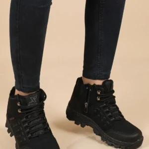 unisex Black Wool Zipper Bot X Step - 2427