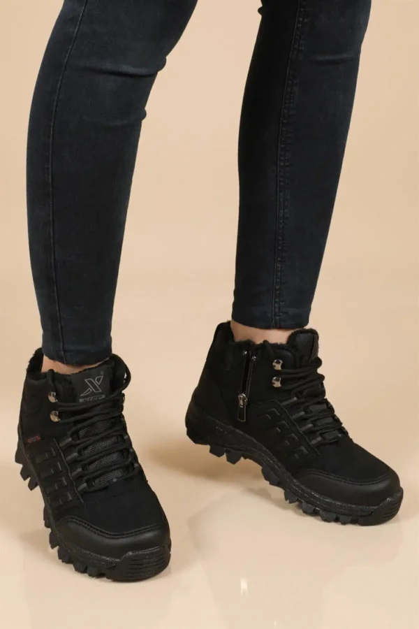 unisex Black Wool Zipper Bot X Step - 2427