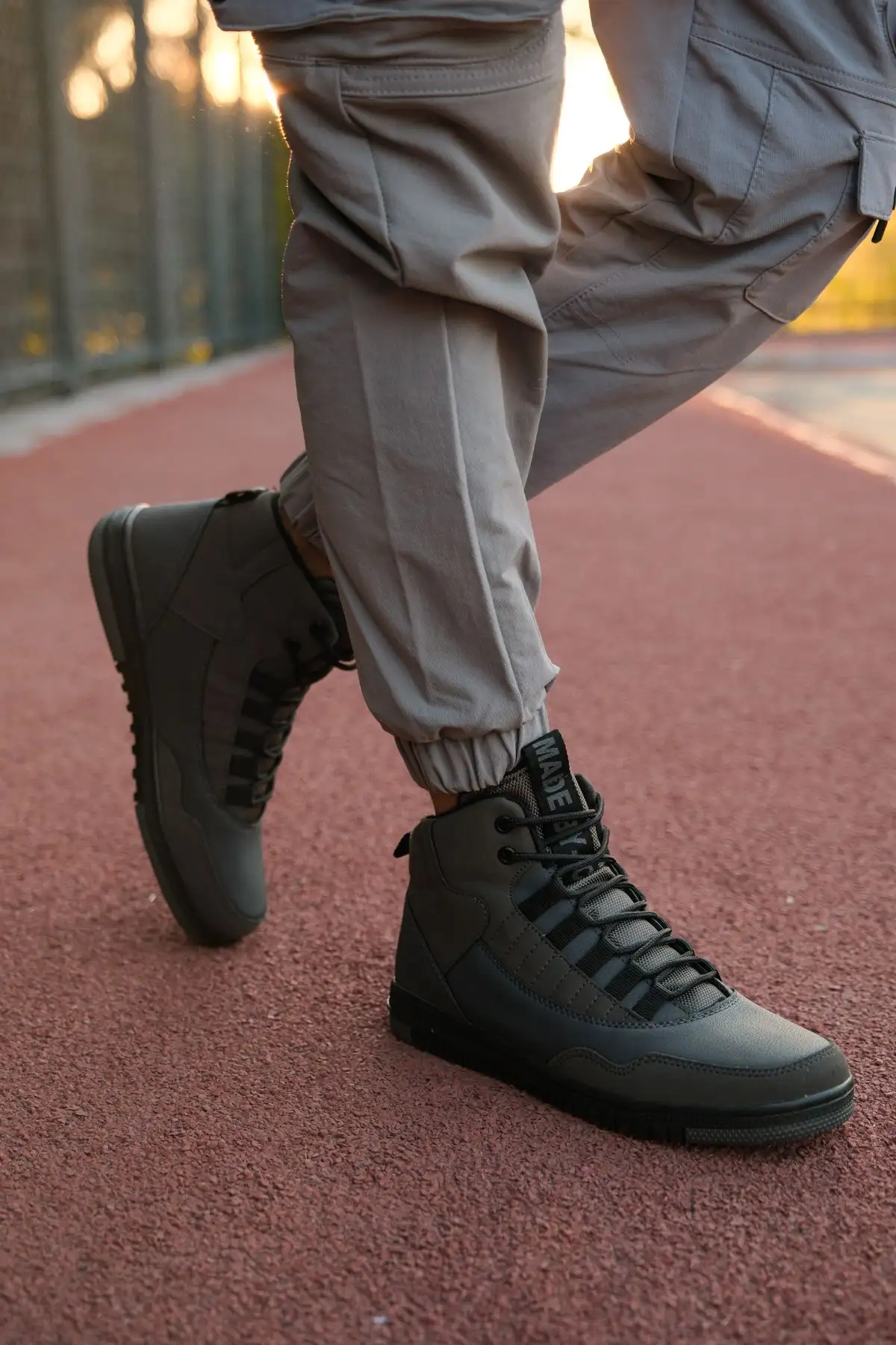 چکمه کتانی مردانه مشکی خاکستری 00122262 - 2185