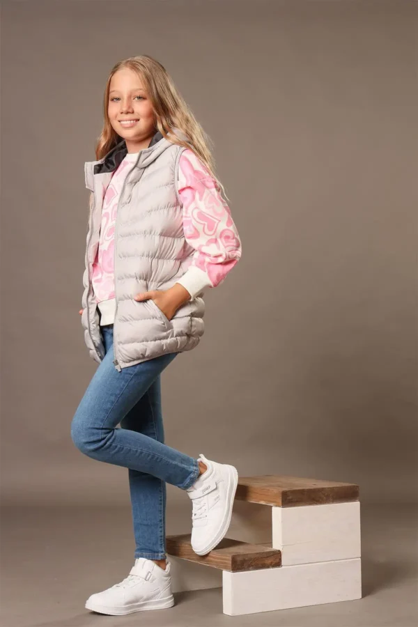 27758 کفش کتانی یونیسکس بچه گانه سفید Velcro High Top - 1618