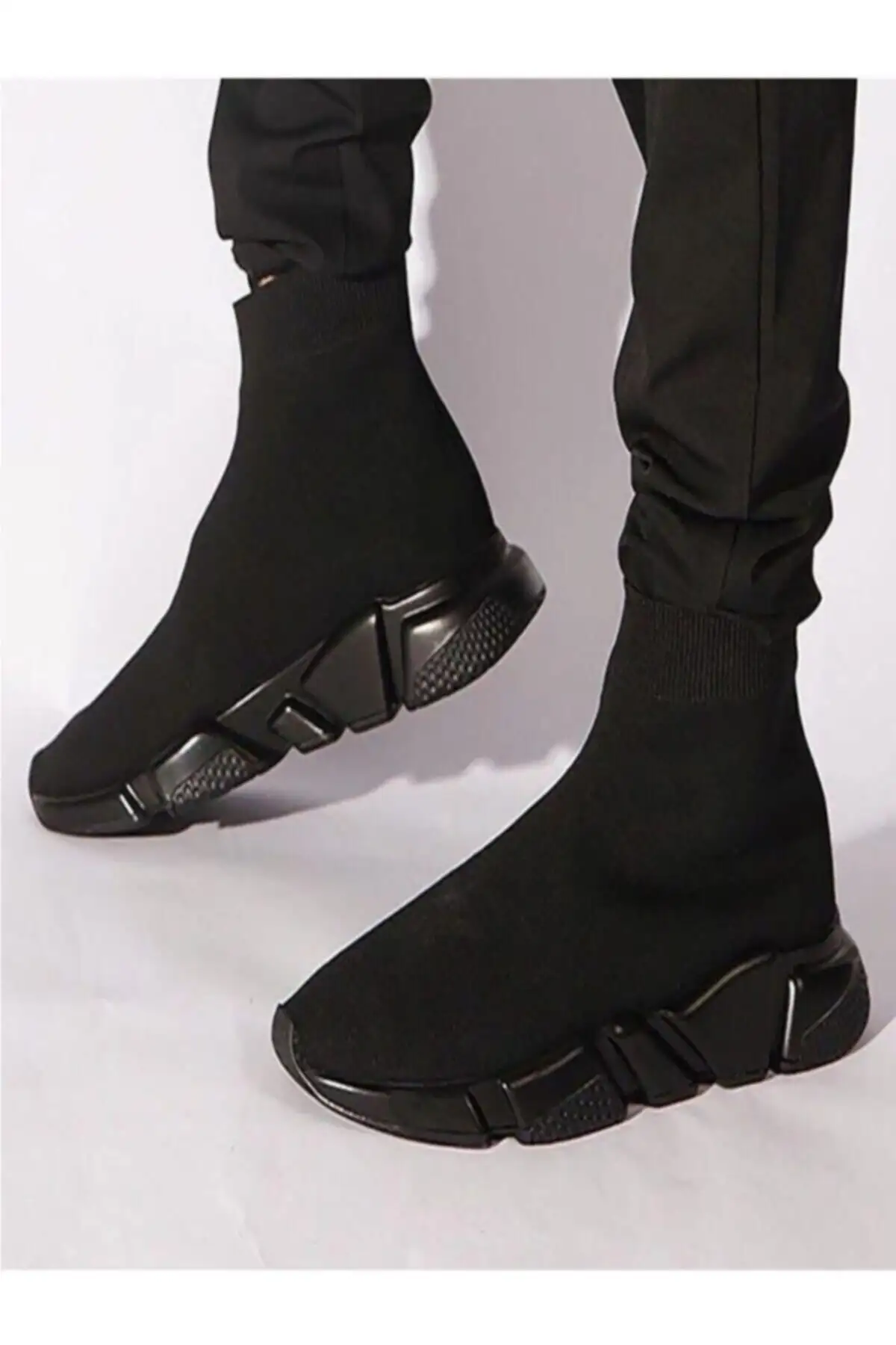 مشکی - کفش کتانی یونیسکس زیره بلند با جوراب - 2209 مشکی - کفش کتانی یونیسکس زیره بلند با جوراب - 2209