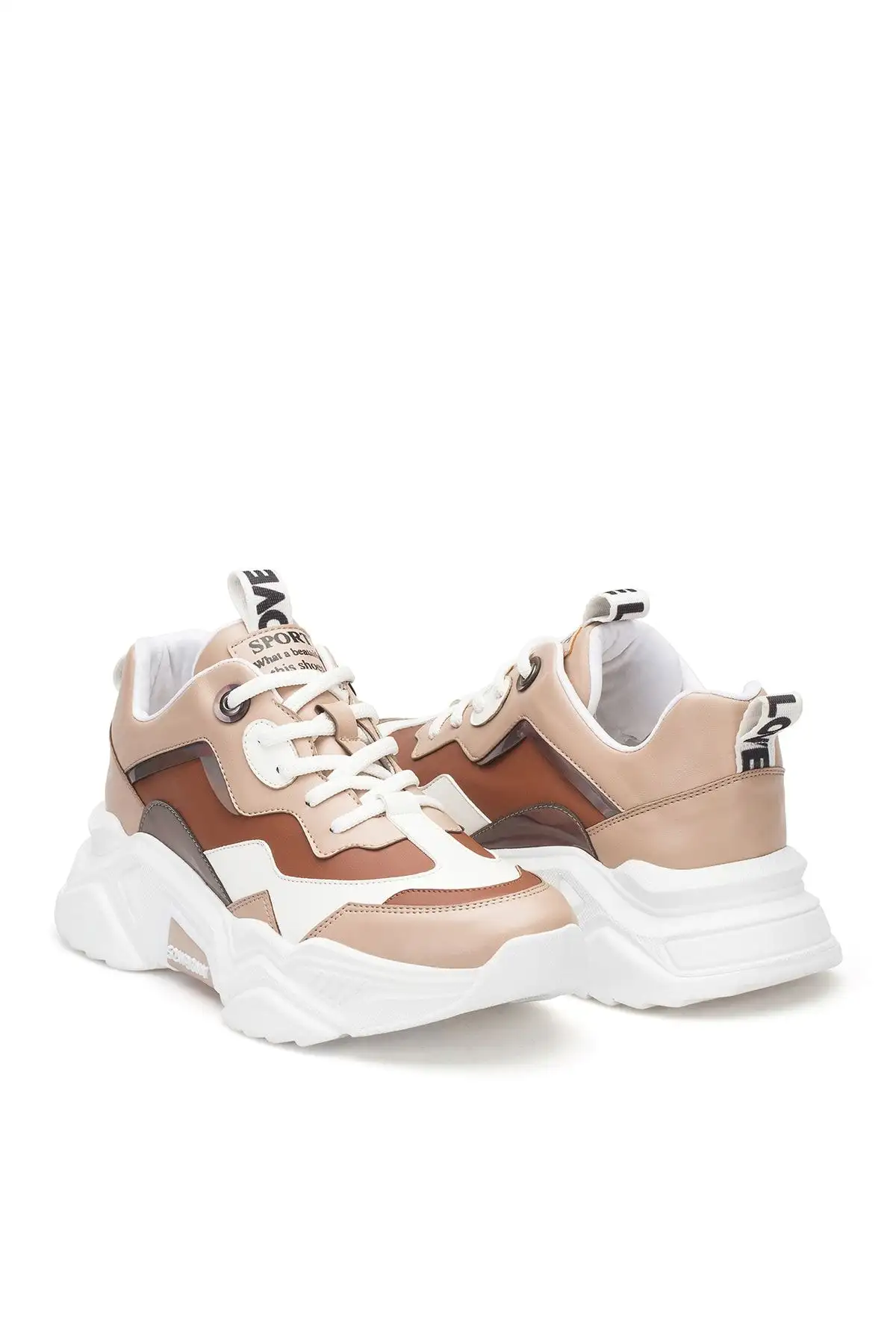 کفش کتانی سفید برنزه زنانه - 2287 کفش کتانی سفید برنزه زنانه - 2287