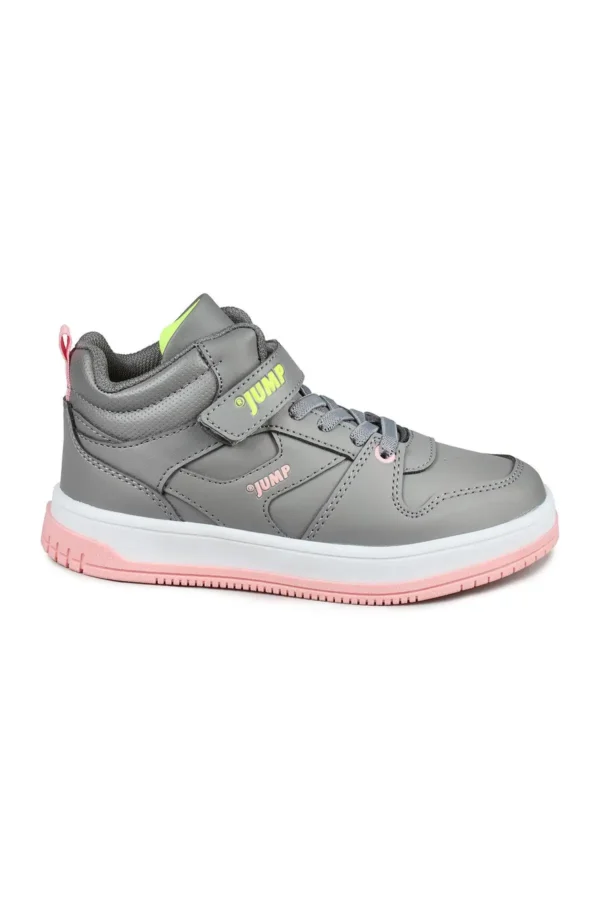 27758 Velcro High Top Gray - Sneaker دخترانه صورتی سالمون، کفش اسپرت گاه به گاه - 1550