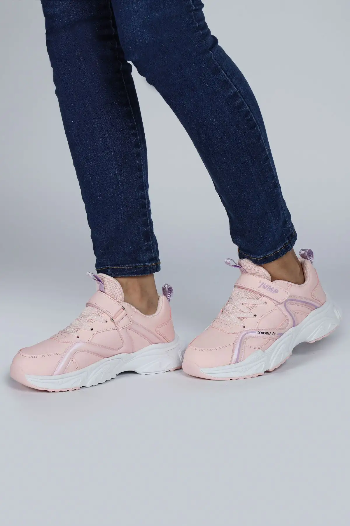 29603 کفش کتانی دخترانه صورتی سالمون Velcro - 1506 29603 کفش کتانی دخترانه صورتی سالمون Velcro - 1506