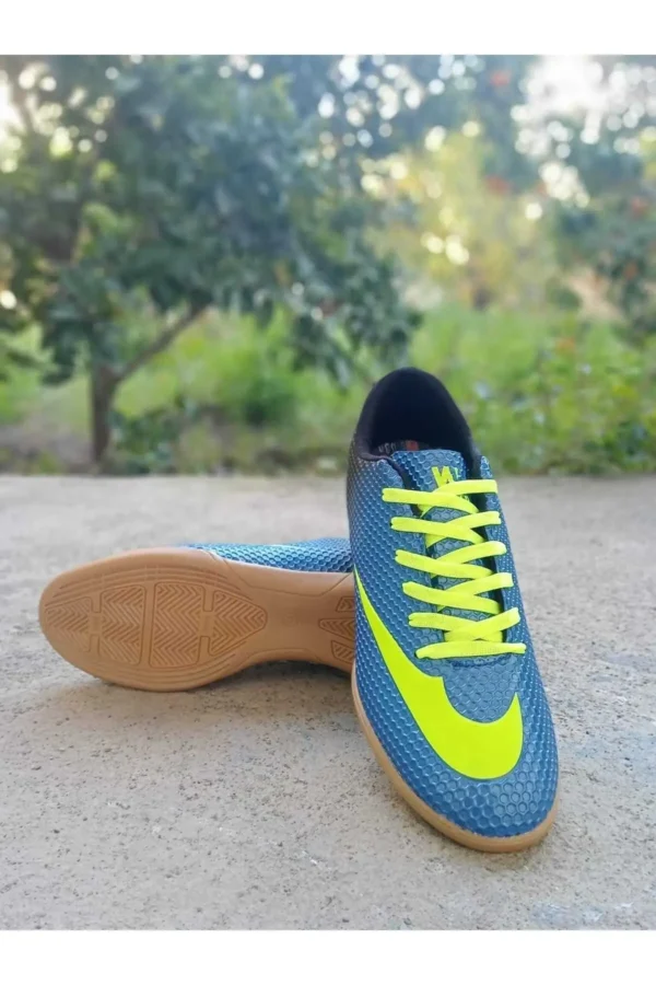 کفش داخلی فوتسال هندبال والیبال یونیسکس آبی زرد کفی لاستیکی بدون لغزش Pomem Parkurashoes - 1836