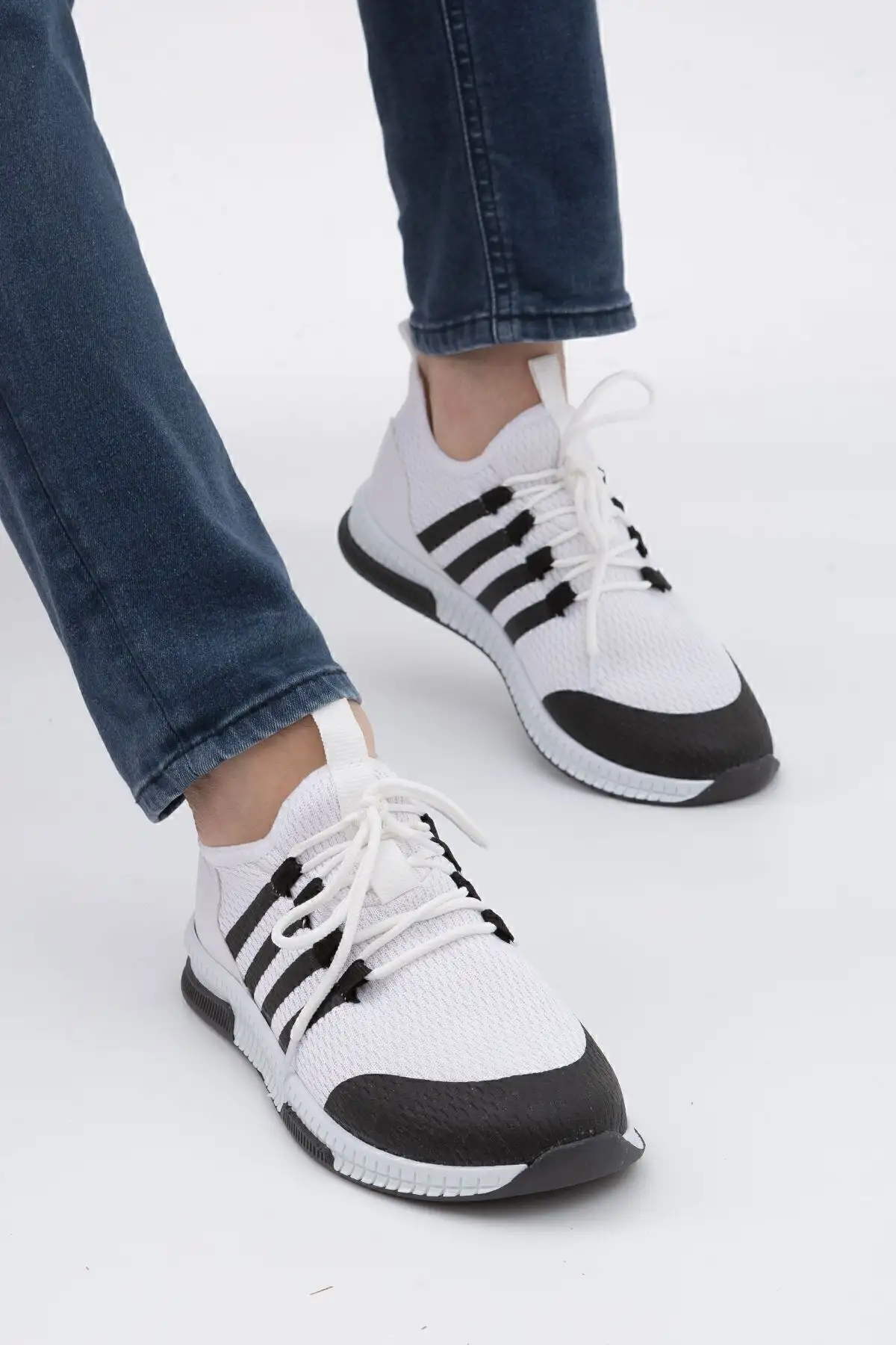 کفش ورزشی بافتنی مشکی سفید کفش پیاده روی و دویدن - 2194 کفش ورزشی بافتنی مشکی سفید کفش پیاده روی و دویدن - 2194