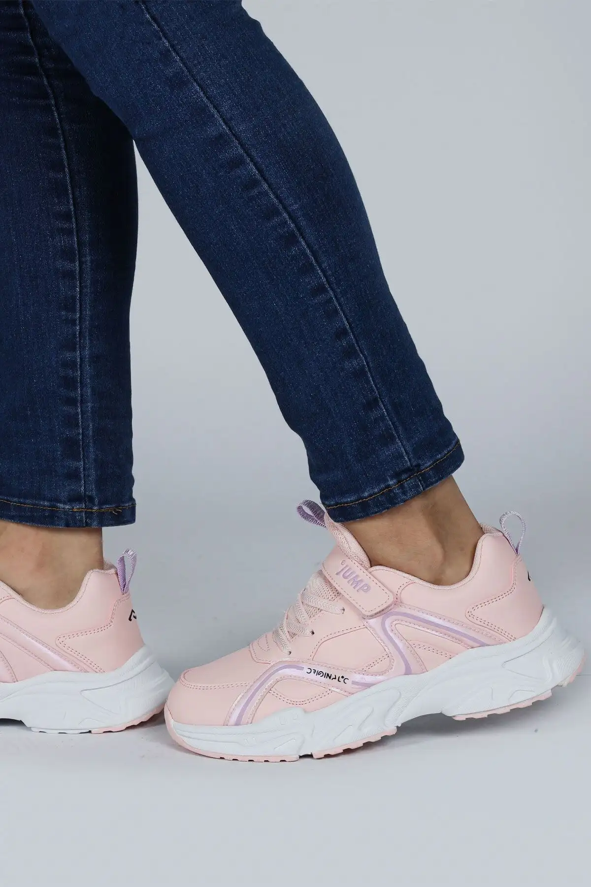 29603 کفش کتانی دخترانه صورتی سالمون Velcro - 1506 29603 کفش کتانی دخترانه صورتی سالمون Velcro - 1506