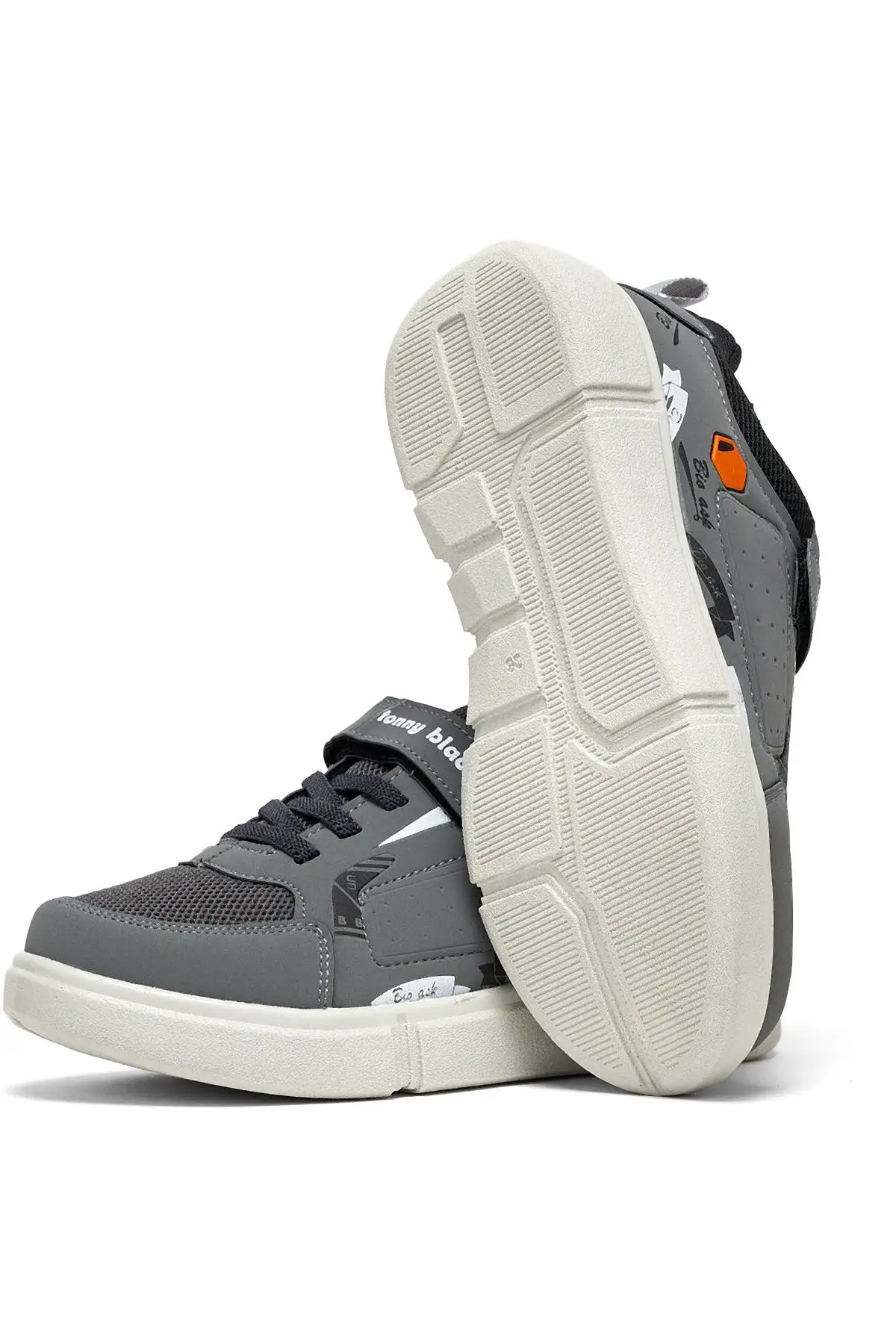 کفش راحتی ولکرو مشکی دودی یونیسکس بچه گانه - 1377