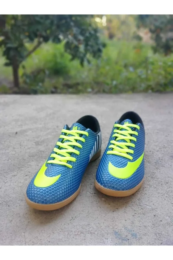 کفش داخلی فوتسال هندبال والیبال یونیسکس آبی زرد کفی لاستیکی بدون لغزش Pomem Parkurashoes - 1836