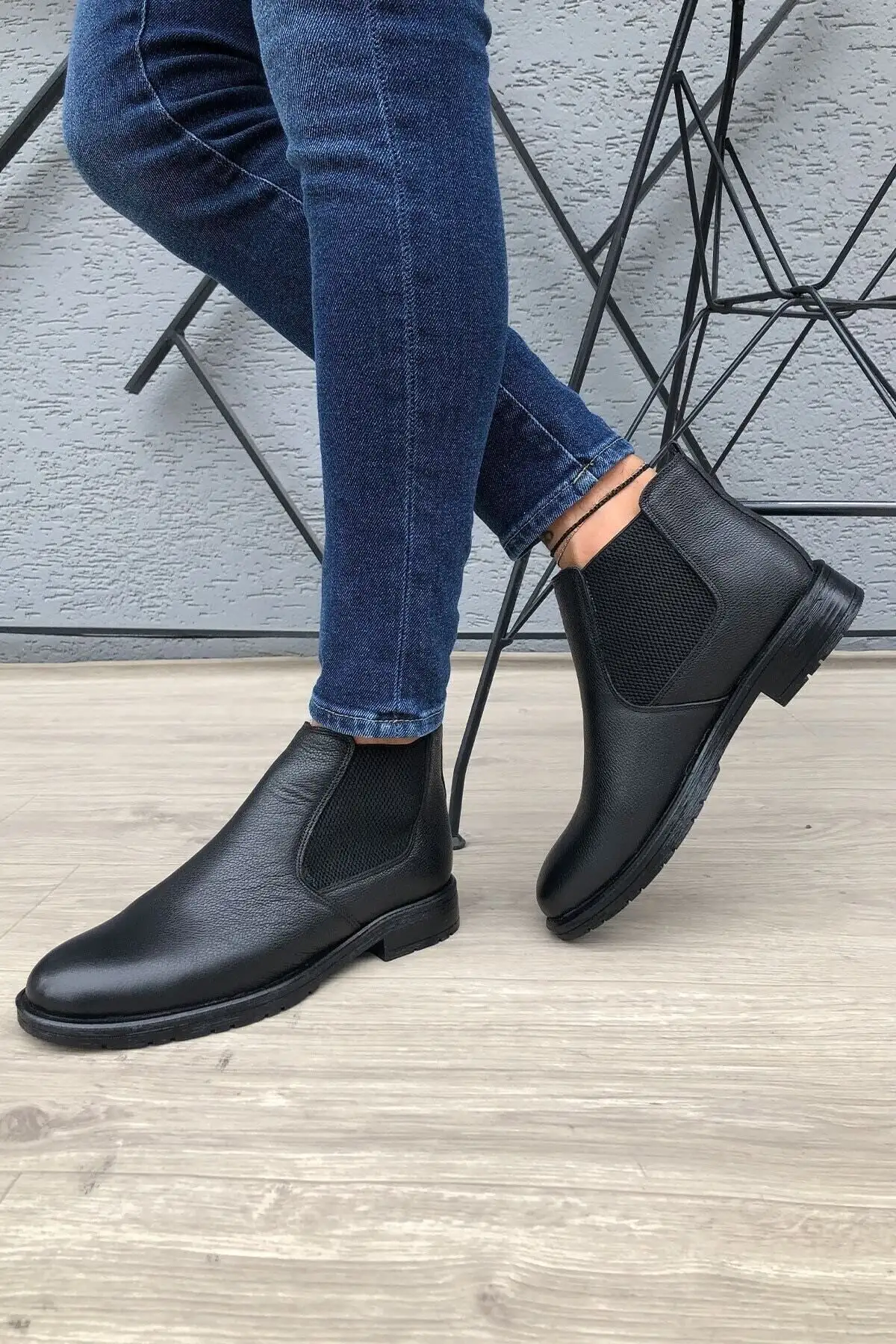 چکمه مردانه چلسی گاه به گاه مشکی چرم مصنوعی - 1882