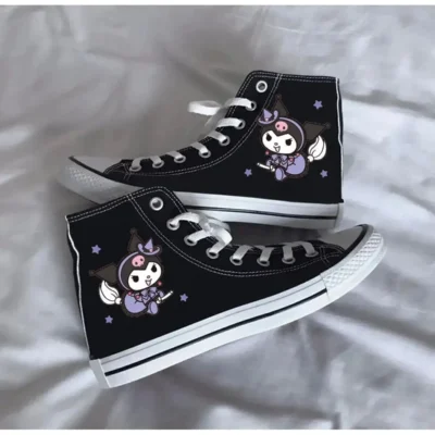 کفش ورزشی بچه گانه بلند مشکی چاپ Kuromi - 1415