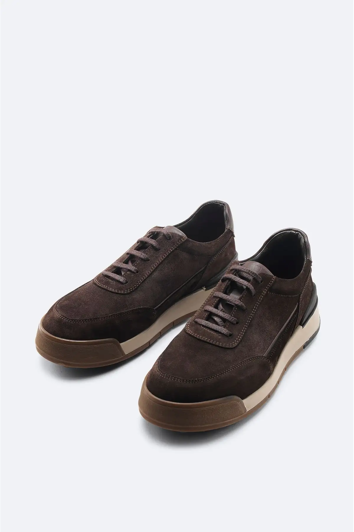 کفش راحتی بند دار مردانه جیر قهوه ای A42y8009 - 1863 کفش راحتی بند دار مردانه جیر قهوه ای A42y8009 - 1863