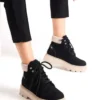 Black Suede Laccik Base Woman Bot - 2401