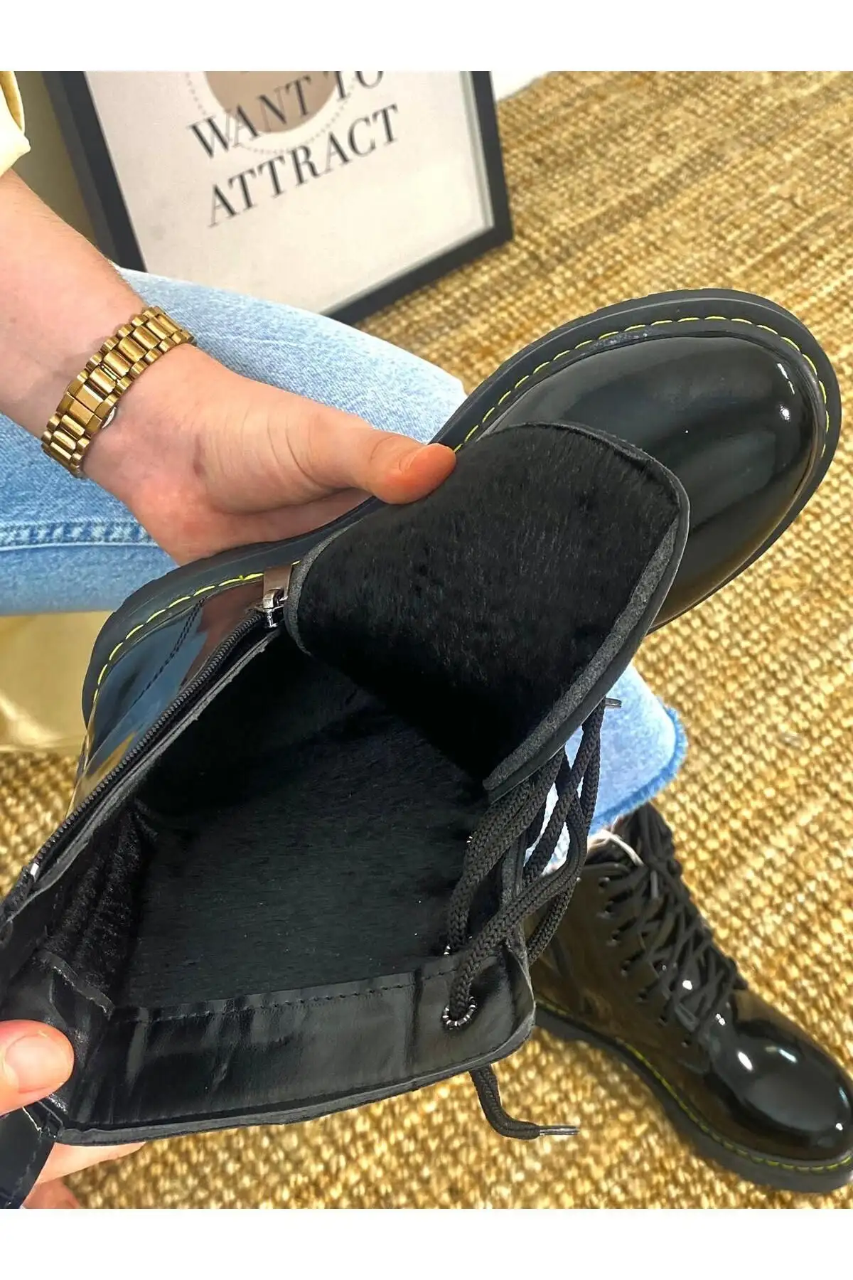 چکمه های چرمی پرهای فلزی سیاه با توری پستی -up - 2408 چکمه های چرمی پرهای فلزی سیاه با توری پستی -up - 2408