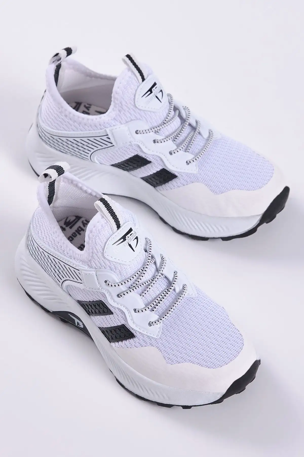 کفش کتانی توری پارچه ای تنفسی راحت یونیسکس سفید مشکی - 1493 کفش کتانی توری پارچه ای تنفسی راحت یونیسکس سفید مشکی - 1493