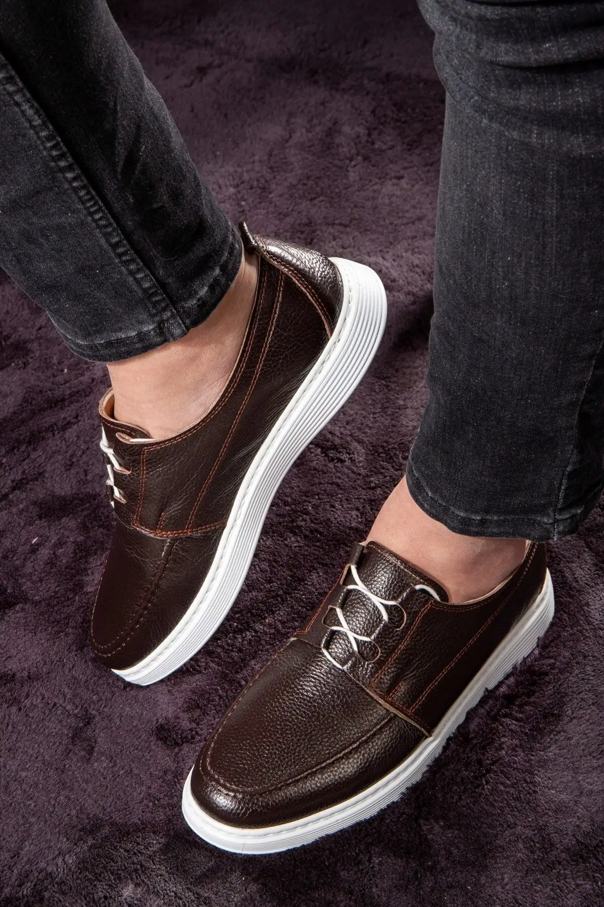 کفش راحتی مردانه چرم طبیعی دریایی، کفش راحتی، کفش تابستانی، کفش بنددار سبک - 1869