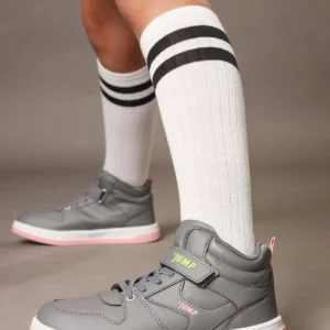 27758 Velcro High Top Gray - Sneaker دخترانه صورتی سالمون، کفش اسپرت گاه به گاه - 1550