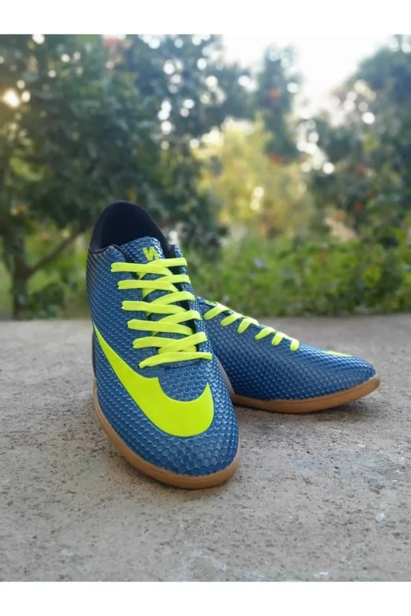 کفش داخلی فوتسال هندبال والیبال یونیسکس آبی زرد کفی لاستیکی بدون لغزش Pomem Parkurashoes - 1836