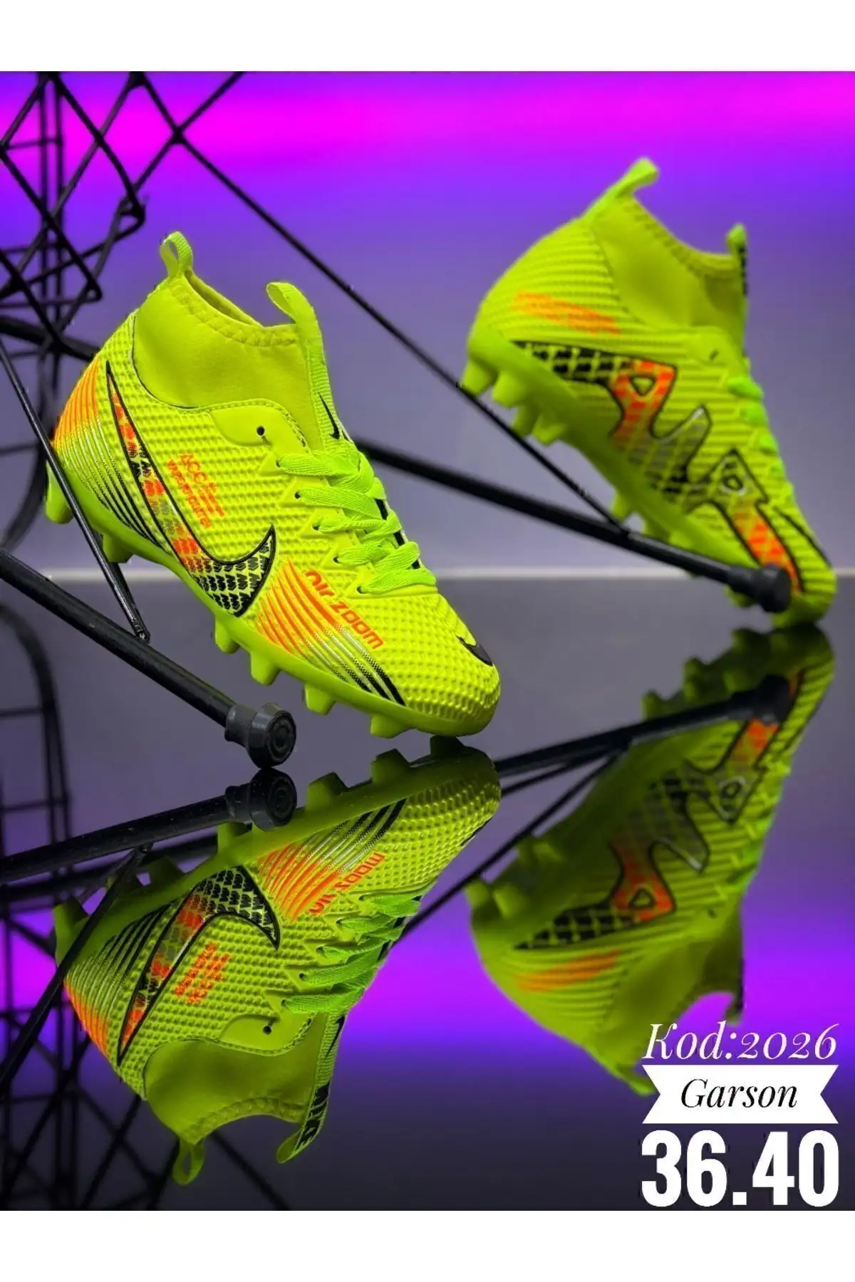 کفش فوتبال بچه گانه با جوراب زرد - سفید - نارنجی - 1630 کفش فوتبال بچه گانه با جوراب زرد - سفید - نارنجی - 1630