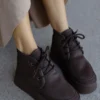 Heribo Brown Woolen Base Lace -up Boat - 2393