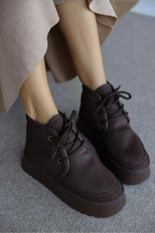 Heribo Brown Woolen Base Lace -up Boat - 2393