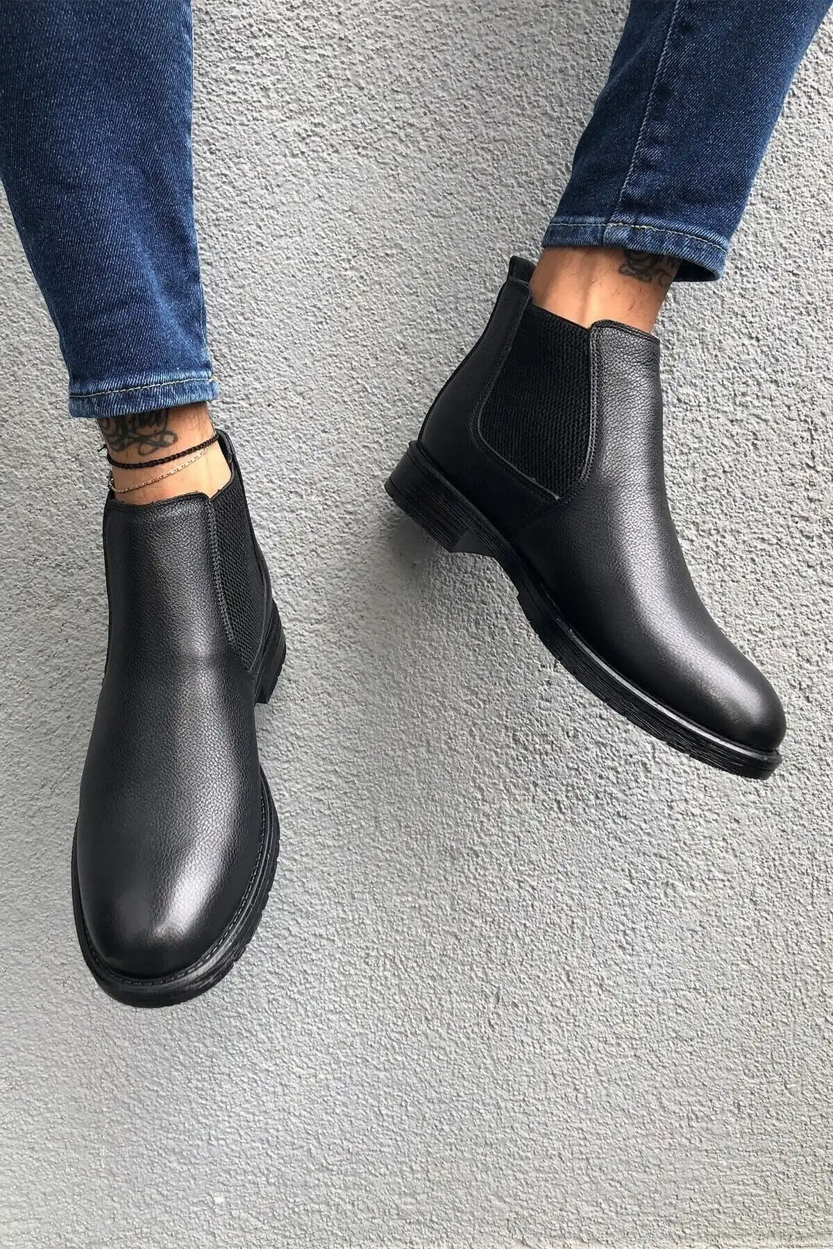 چکمه مردانه چلسی گاه به گاه مشکی چرم مصنوعی - 1882