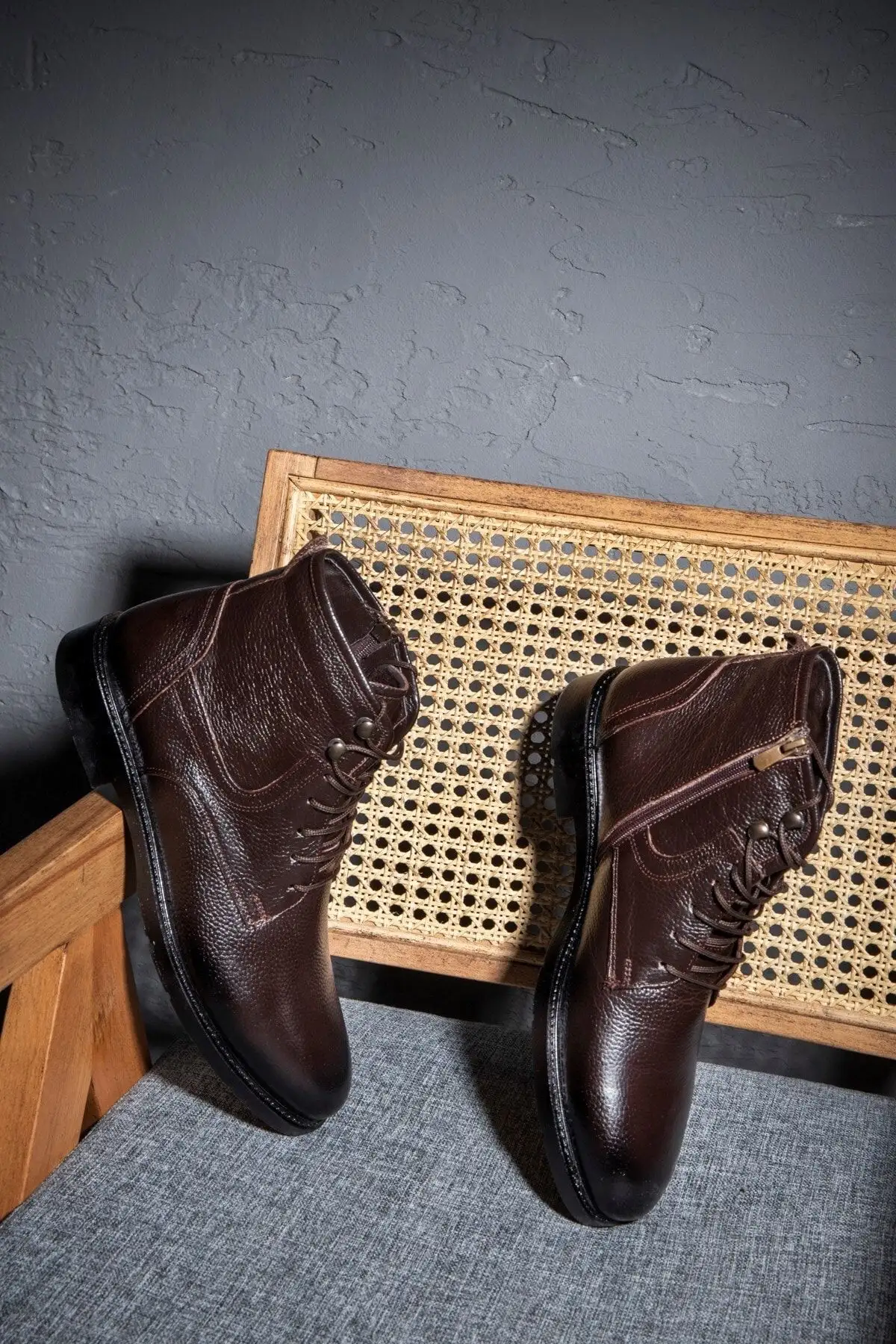 چرم واقعی ریکو فاقد ربات مردان پایه لاستیکی ، فاقد ربات - 2455