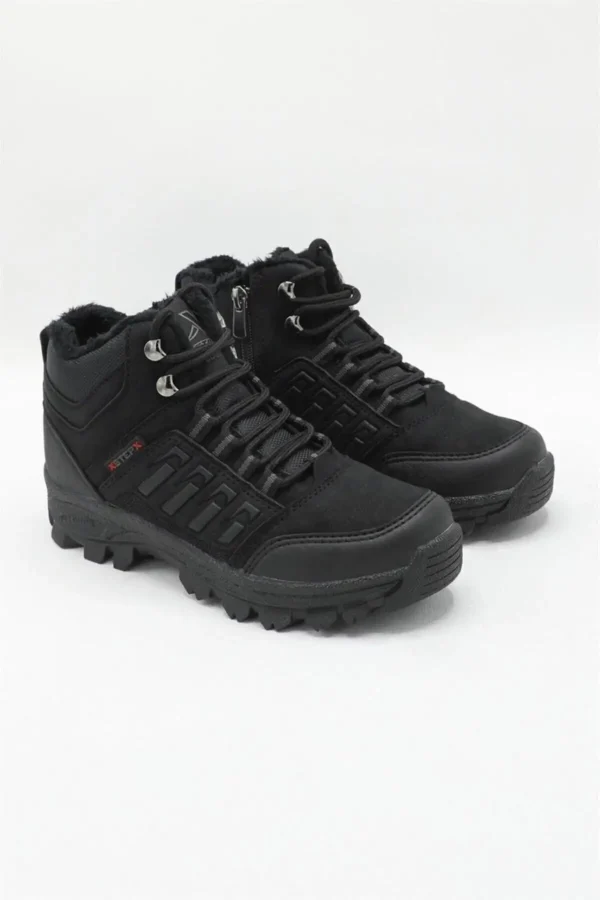 unisex Black Wool Zipper Bot X Step - 2427