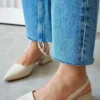 BLUSH BEIGE برهنه پوست برهنه مات چرم اشاره شده بینی کوتاه بلوک کفش پاشنه بلند - 2491