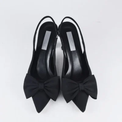 لباس شب تعظیم زنان با پاشنه های پارچه سیاه 7 سانتی متر - 2503