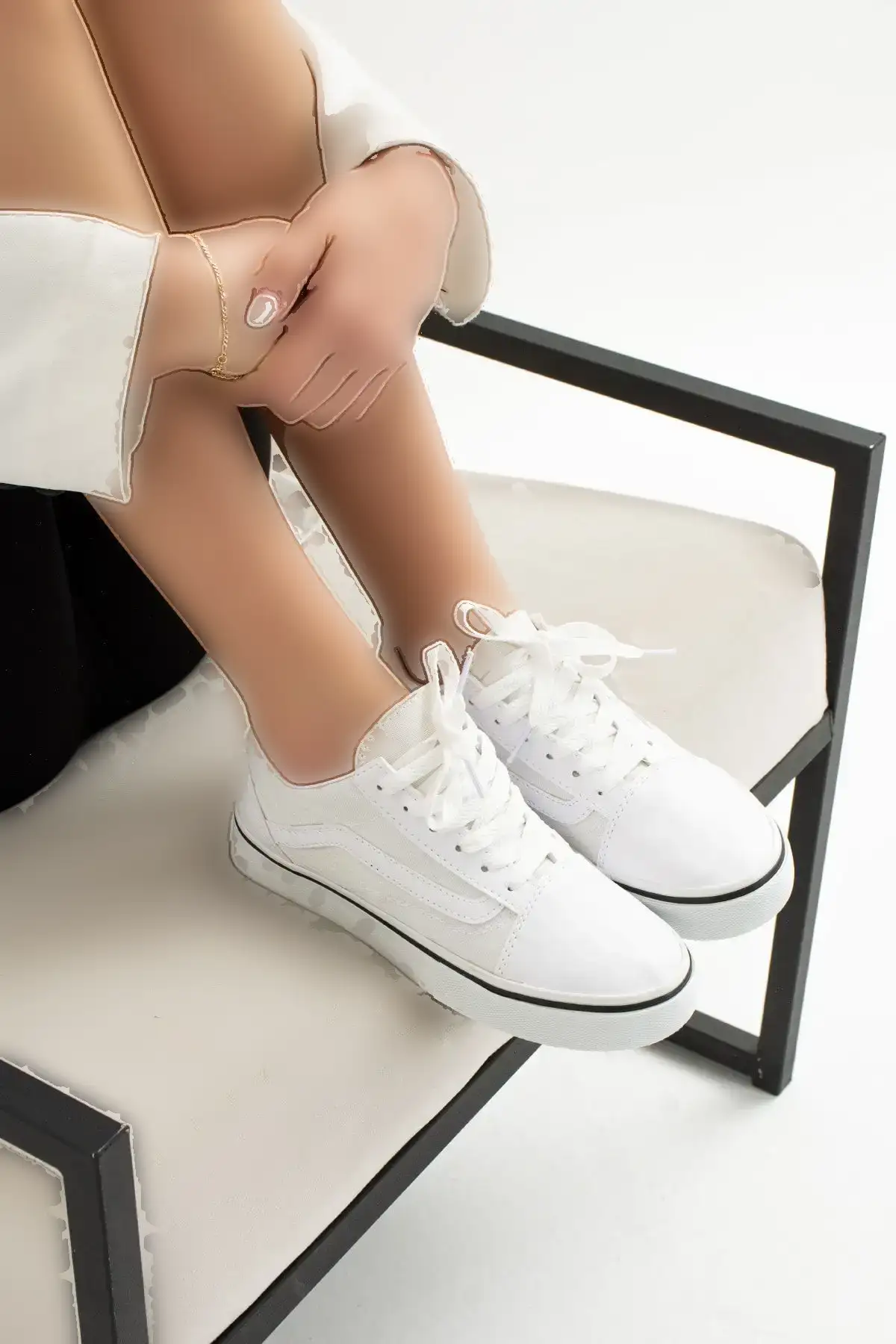 چرم مصنوعی سفید روزانه یونیزکس (زن/مرد) کفش ورزشی - 2595 چرم مصنوعی سفید روزانه یونیزکس (زن/مرد) کفش ورزشی - 2595