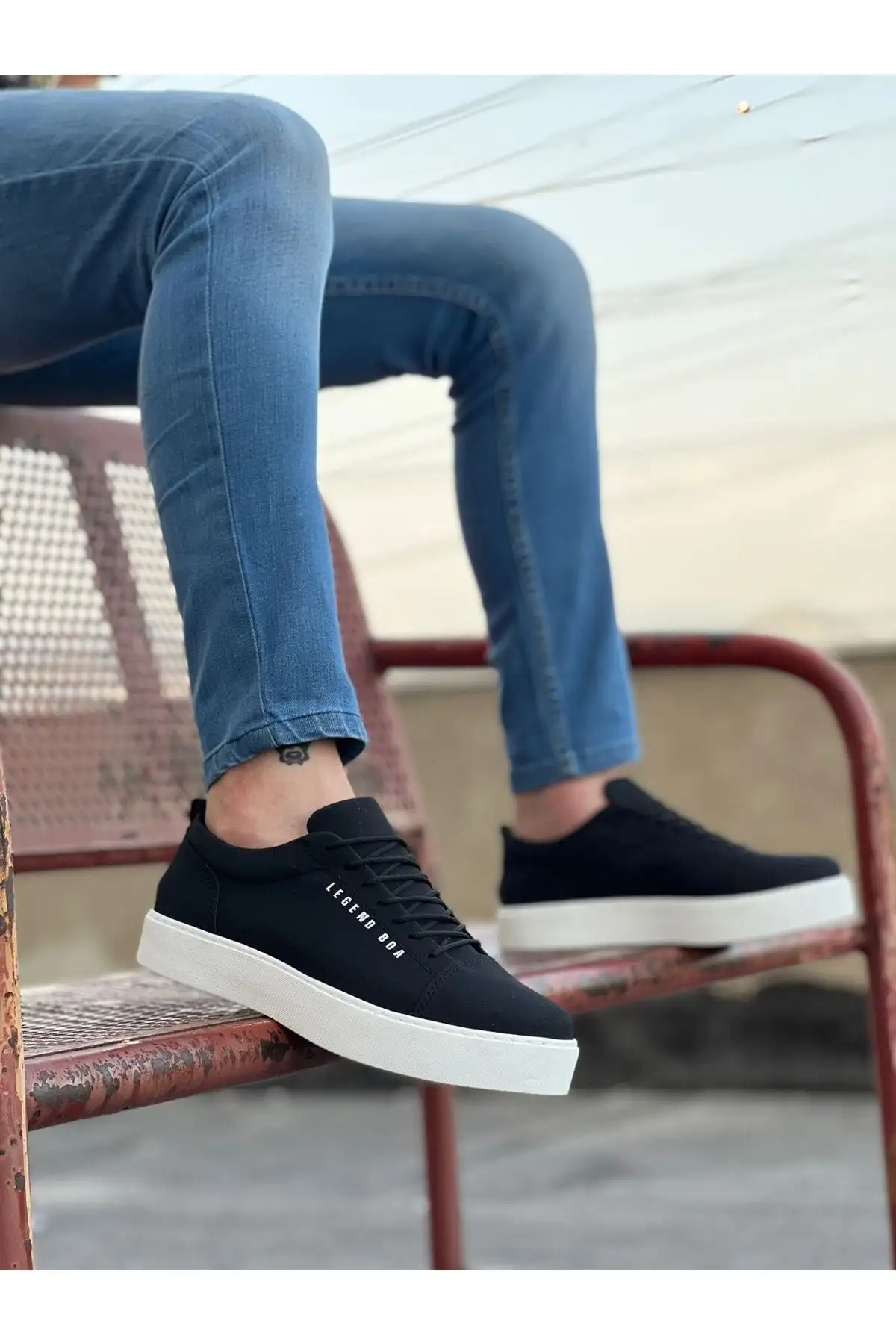 توری سیاه و سفید Nubuk توری راحت راحت کفش روزانه کف پا - 2558 توری سیاه و سفید Nubuk توری راحت راحت کفش روزانه کف پا - 2558