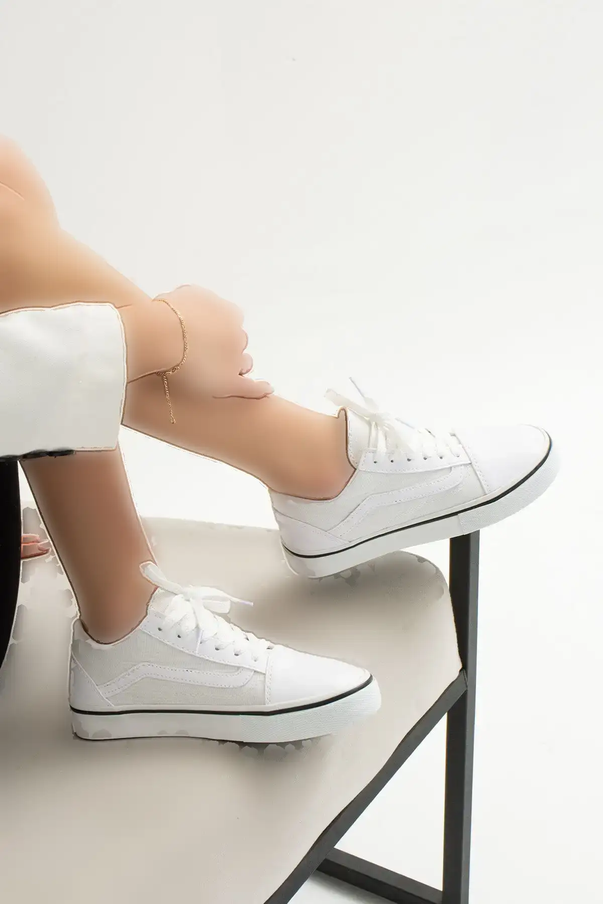 چرم مصنوعی سفید روزانه یونیزکس (زن/مرد) کفش ورزشی - 2595 چرم مصنوعی سفید روزانه یونیزکس (زن/مرد) کفش ورزشی - 2595