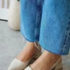 BLUSH BEIGE برهنه پوست برهنه مات چرم اشاره شده بینی کوتاه بلوک کفش پاشنه بلند - 2491