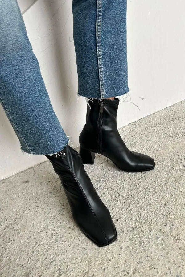 پاشنه های متوسط ​​کشش زنانه Bot Black - 2929
