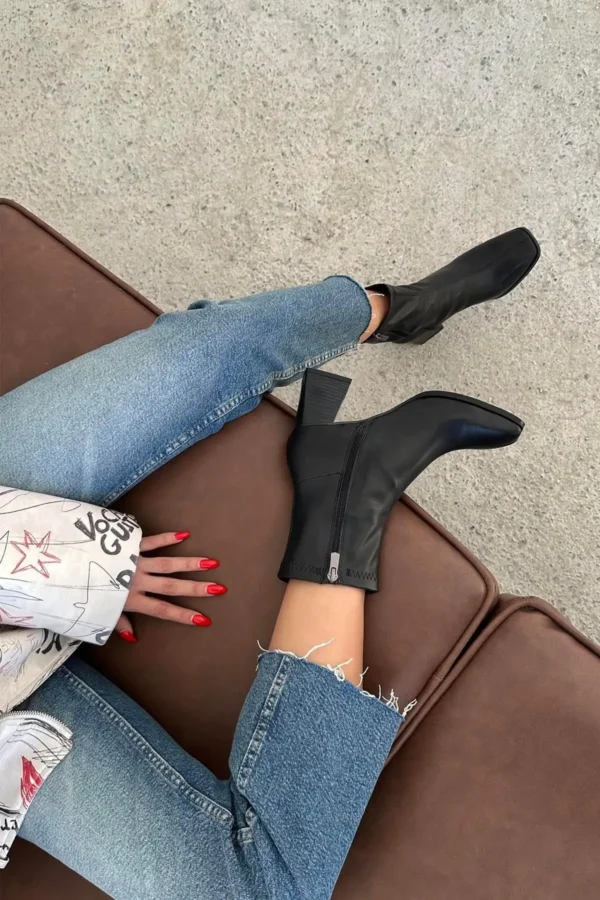 پاشنه های متوسط ​​کشش زنانه Bot Black - 2929