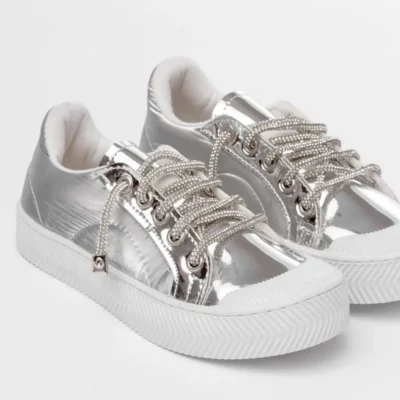 کفش ورزشی توری نقره ای دختران - 2658