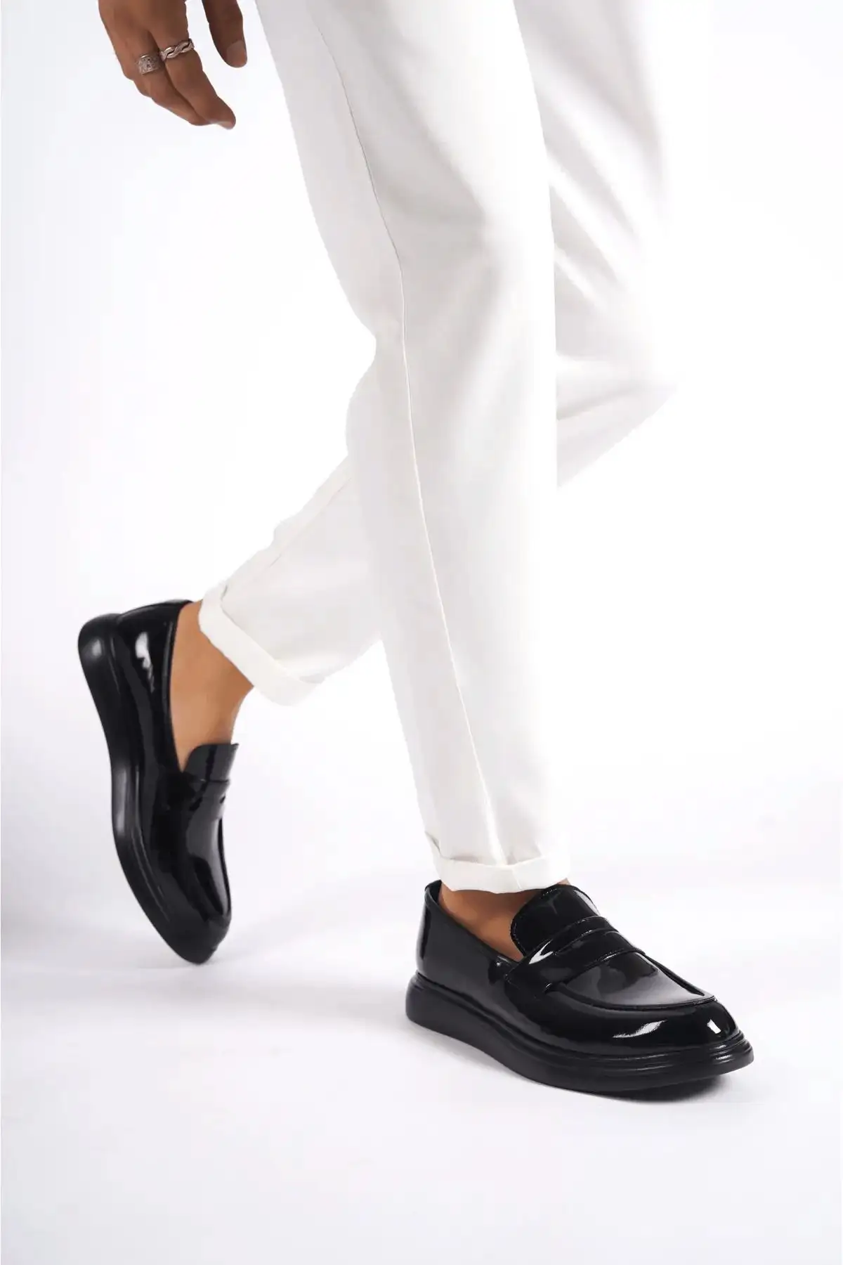 چرم حق ثبت اختراع مردانه کفش مشکی سیاه و سفید کلاسیک کفش های نامزدی عروسی روزانه - 2479 چرم حق ثبت اختراع مردانه کفش مشکی سیاه و سفید کلاسیک کفش های نامزدی عروسی روزانه - 2479