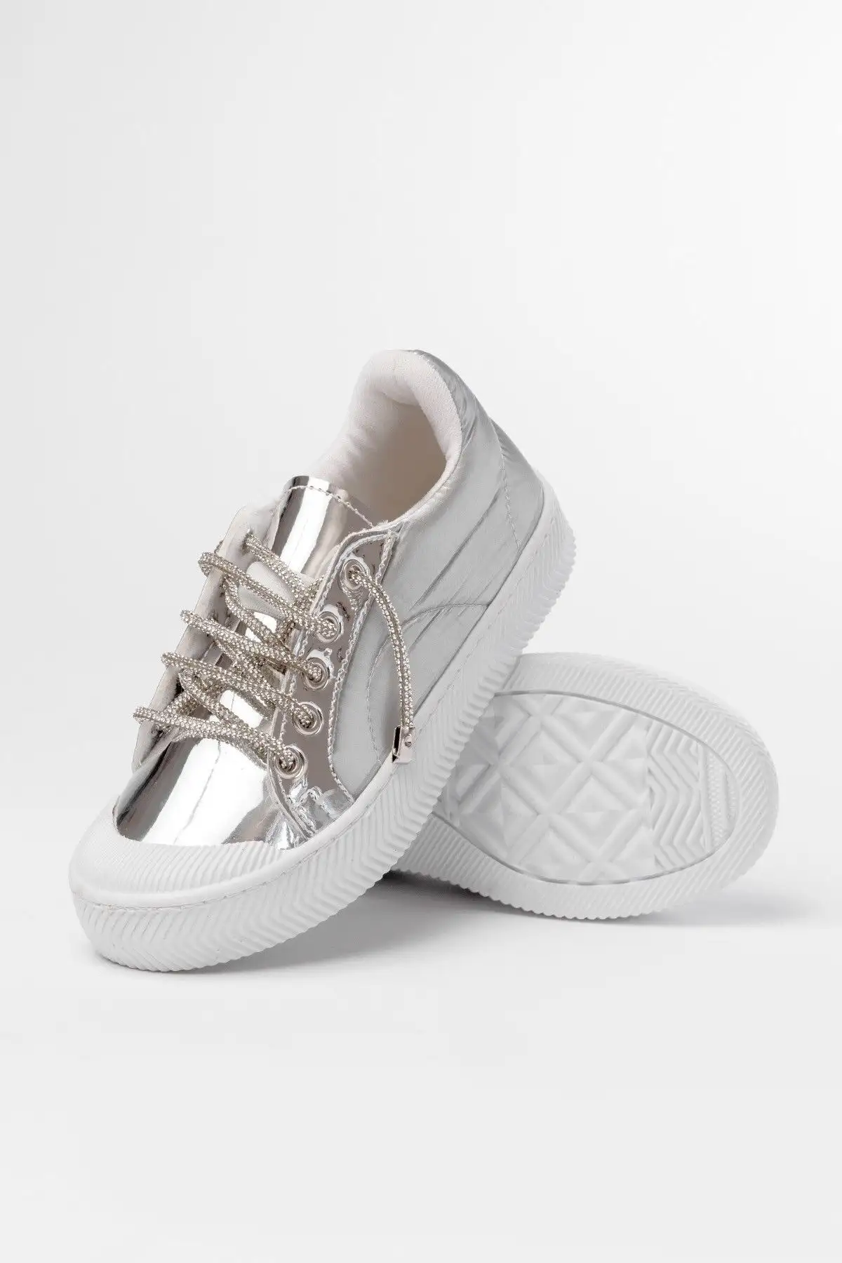 کفش ورزشی توری نقره ای دختران - 2658 کفش ورزشی توری نقره ای دختران - 2658