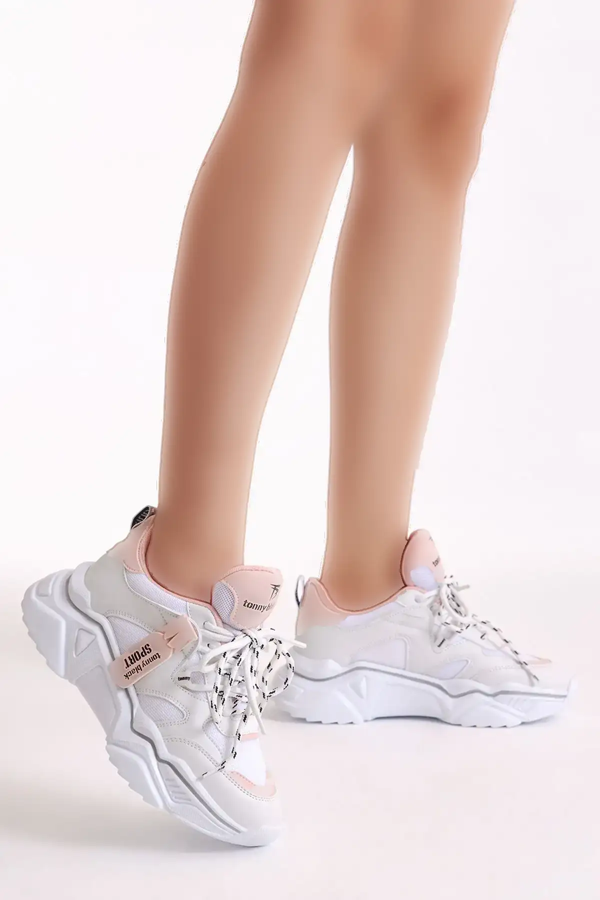 کفش ورزشی زنانه سفید و صورتی - 3173 کفش ورزشی زنانه سفید و صورتی - 3173