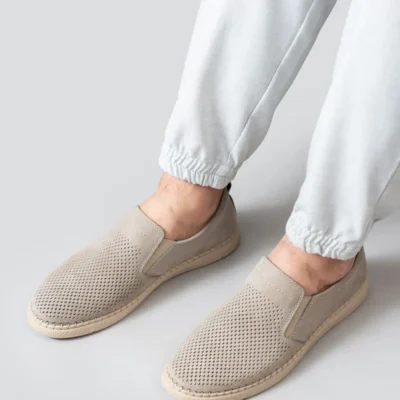 کفش روزمره مردانه کفش مردانه چرم طبیعی، کفش روزمره، کفش تابستانی، کفش لوفر به رنگ بژ - 3204