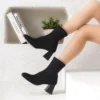 بوت پاشنه‌دار متوسط زنانه گارانتی دار مدل D029 با استرچ مچ‌بند - 2922