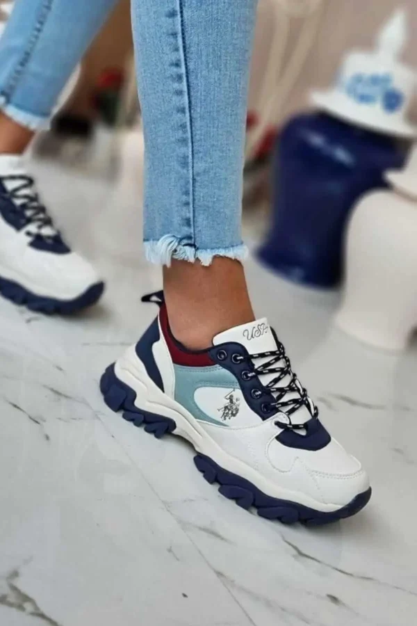 کفش اسپرت روزمره زنانه US Polo مدل TRACKY کد 101532673 به رنگ سفید/آبی - 3136