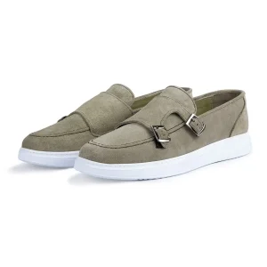سایز بزرگ مردانه - کفش روزمره مردانه چرم طبیعی ایرلی - کفش loafer سوئدی - کفش تابستانی به رنگ کرم بیج - 3524