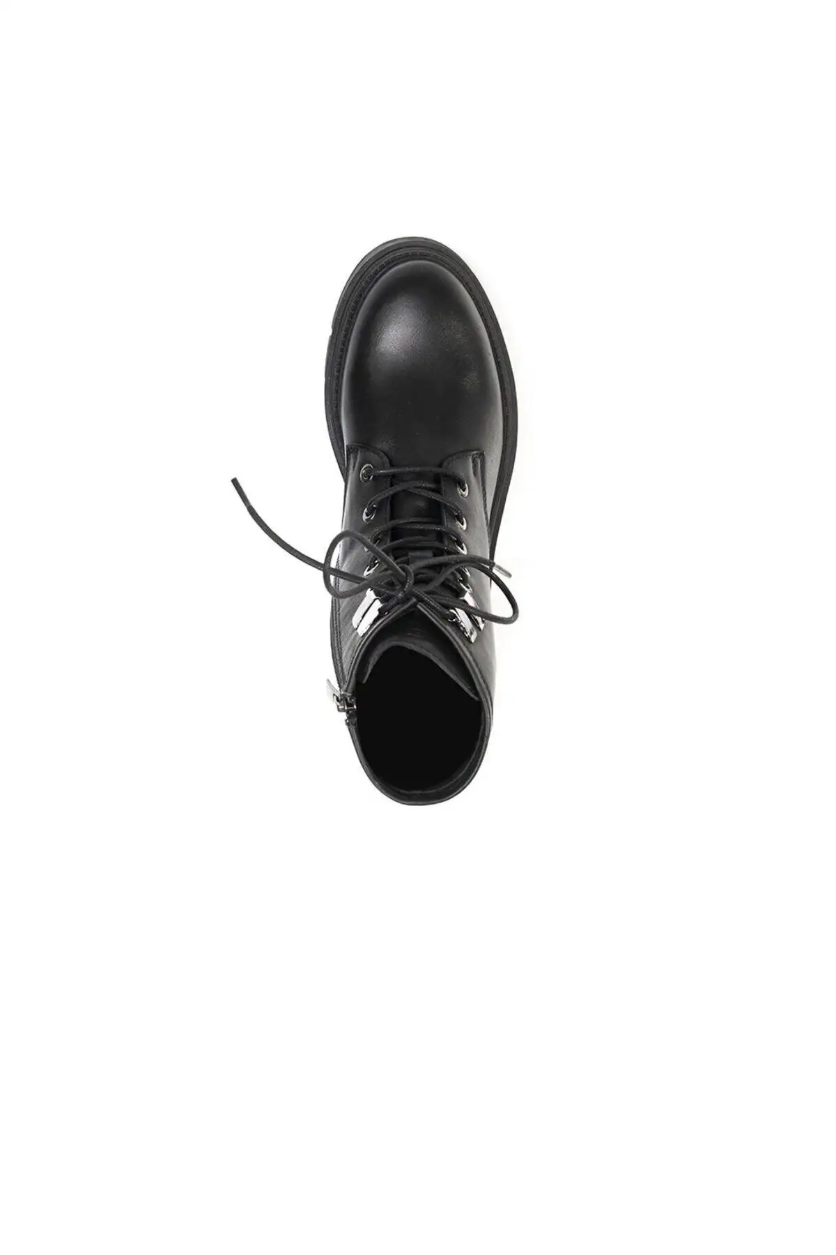 بوت و نیم بوت زنانه کفش نظامی چرم طبیعی مشکی - 5027 بوت و نیم بوت زنانه کفش نظامی چرم طبیعی مشکی - 5027