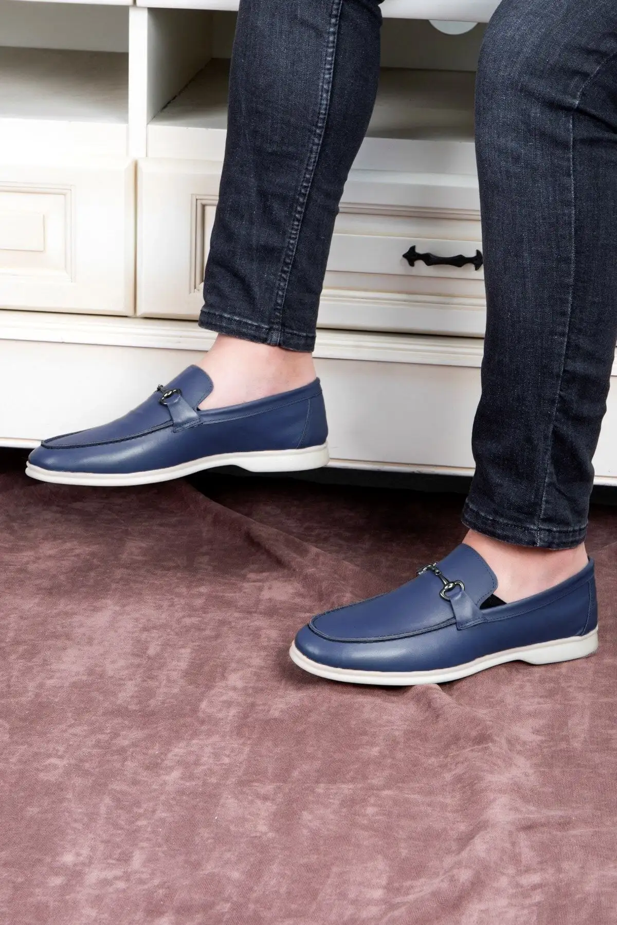 کفش سایز بزرگ مردانه  روزمره  چرم طبیعی وویانت مدل لوفر - رنگ سرمهای - 5054 کفش سایز بزرگ مردانه روزمره چرم طبیعی وویانت مدل لوفر - رنگ سرمهای - 5054