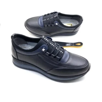 کفش روزمره مردانه تمام اورتوپدیک چرم طبیعی مشکی - 4776