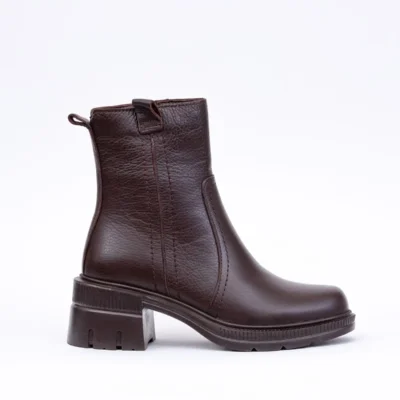 بوت و نیم‌ بوت زنانه مجلسی بوت پاشنه‌دار زنانه از چرم طبیعی برای زمستان با زیپ - 3472