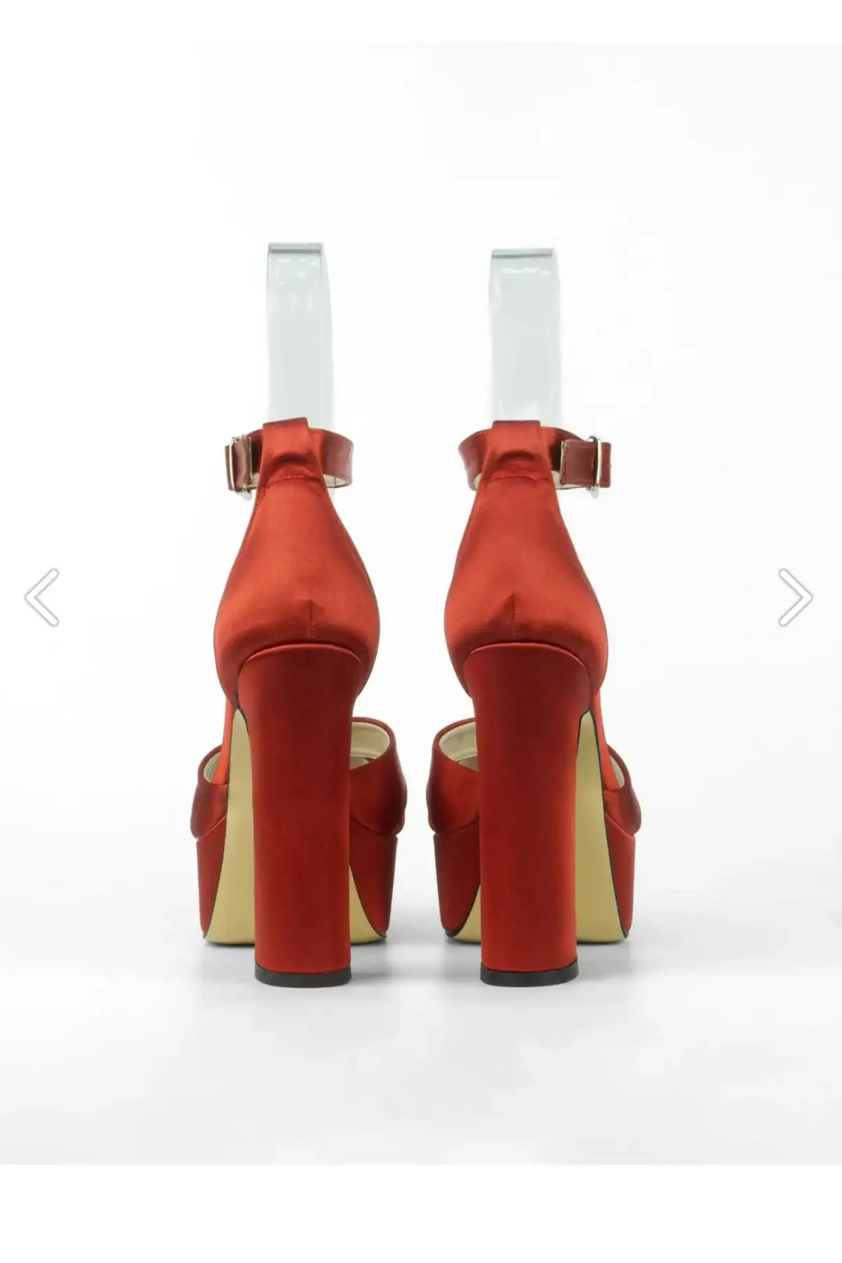 کفش پاشنه‌ بلند زنانه 13 سانتی‌متر ساتن قرمز، تضمین شده برای دویدن، زیره نچسب. - 4359